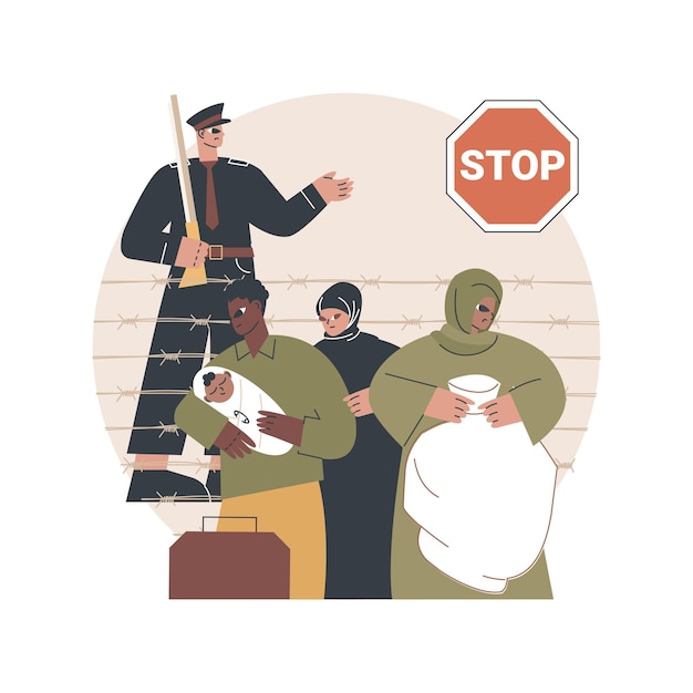 Ilustración abstracta de migración fronteriza