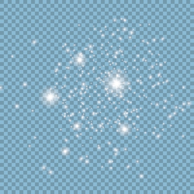 Ilustración abstracta de onda de brillo blanco vectorial Partículas brillantes de rastro de polvo de estrella blanca aisladas sobre fondo transparente Concepto mágico