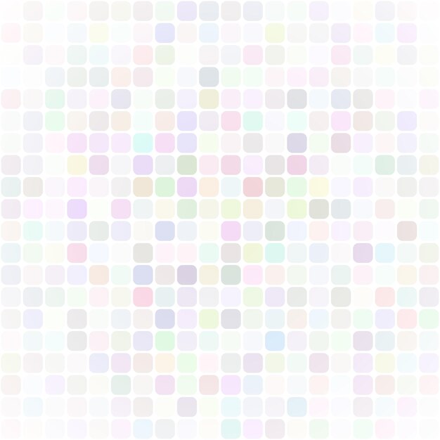 Ilustración abstracta de pequeños cuadrados multicolores o píxeles sobre fondo blanco.