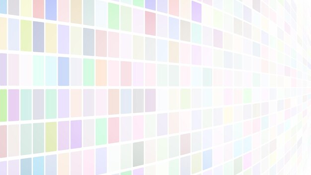 Ilustración abstracta de pequeños cuadrados multicolores o píxeles sobre fondo blanco.