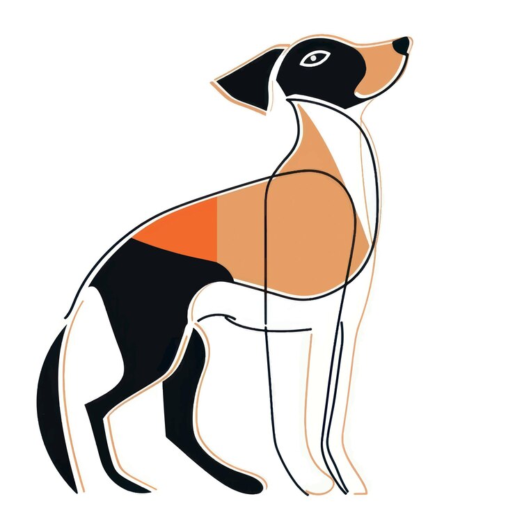 Vector ilustración abstracta de un perro con formas geométricas