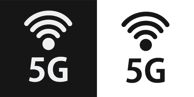 Ilustración abstracta con red 5g. Conjunto de iconos. Servicio de telecomunicaciones móviles inalámbricas.