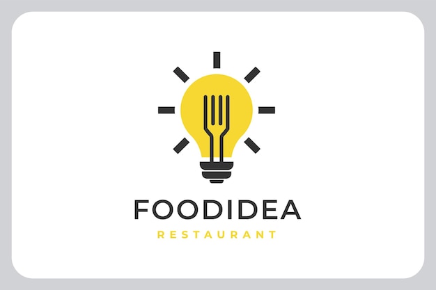 Ilustración abstracta tenedor bulbo comida idea restaurante logo diseño vector