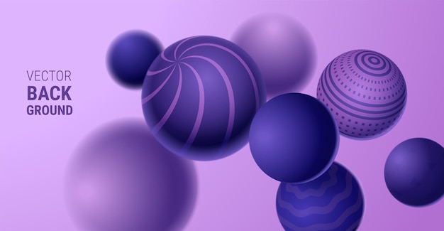 Ilustración abstracta vectorial con color oscuro bola decorativa 3d en fondo púrpura hermosa burbuja texturizada con patrón de línea diseño de estilo abstracto 3d con forma de esfera para banner web