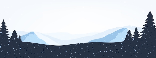 Vector ilustración abstracta de vista panorámica de montañas nevadas