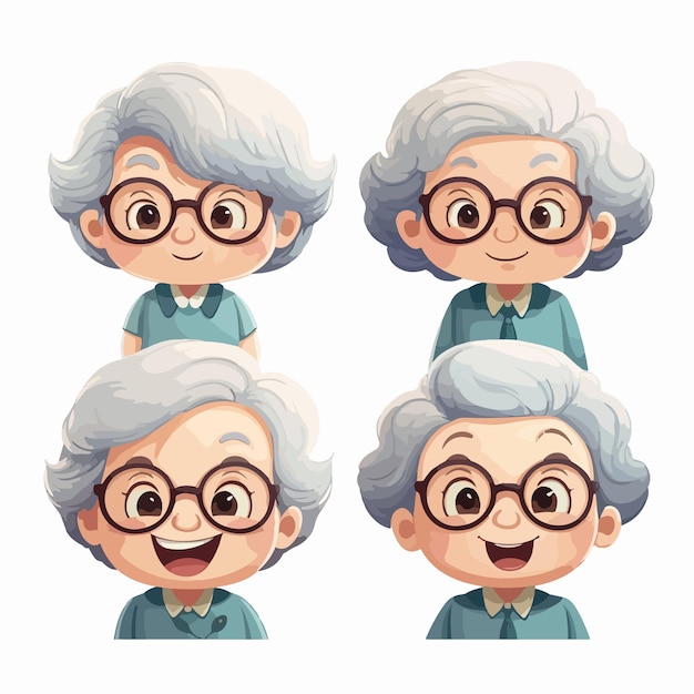 Ilustración de la abuela con gafas