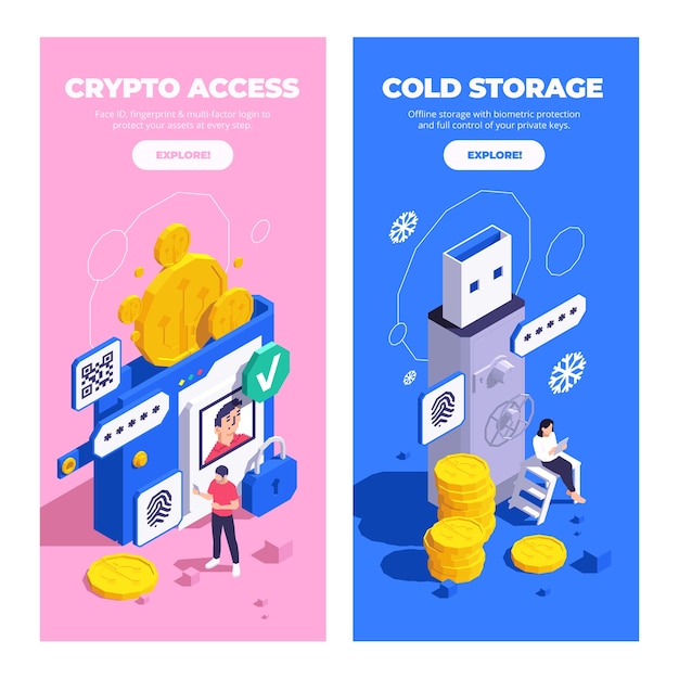 Ilustración de acceso criptográfico y almacenamiento en frío