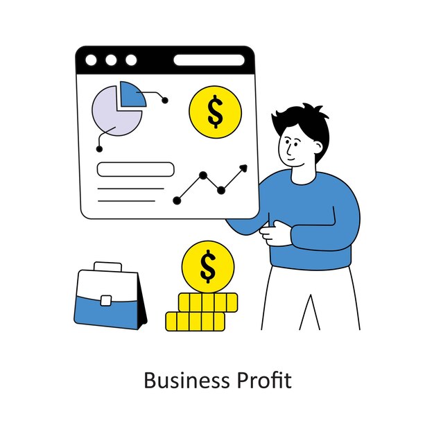Ilustración de las acciones del vector de diseño de estilo de ganancias de negocios