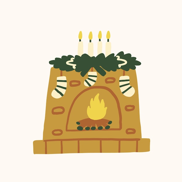 Ilustración acogedora de la chimenea navideña