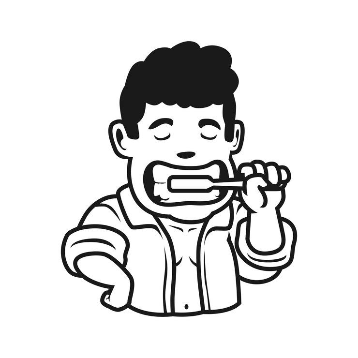 Vector ilustración de las actividades diarias de las personas cepillándose los dientes imagen vectorial