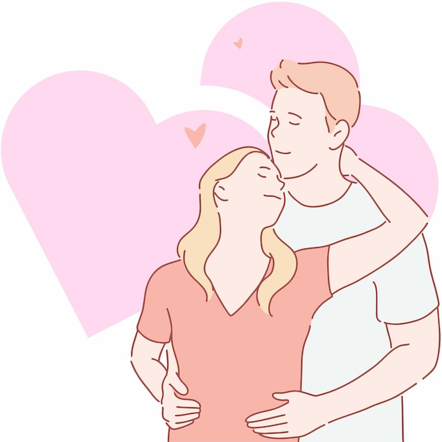 Ilustración de las actividades de una pareja de amor romántico