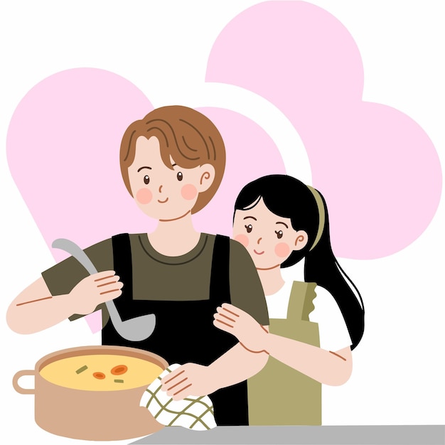 Vector ilustración de las actividades de una pareja de amor romántico