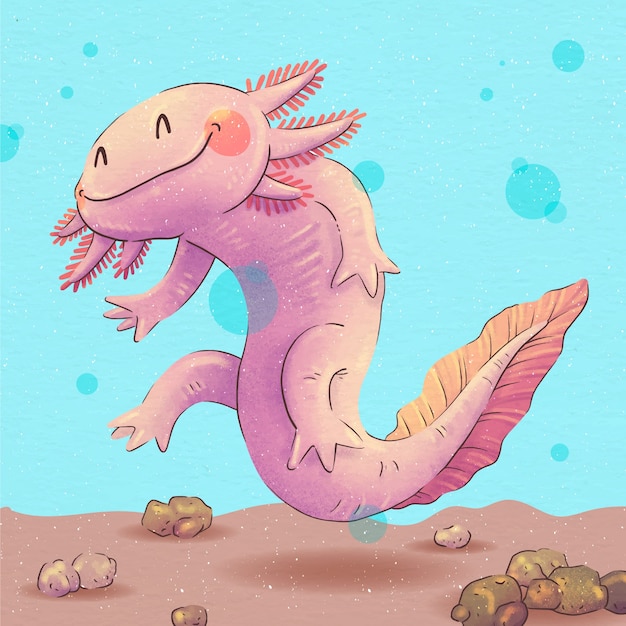 Ilustración acuarela ajolote