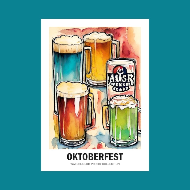 Vector ilustración en acuarela para los amantes de la cerveza del oktoberfest