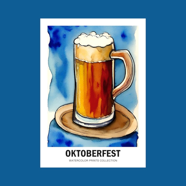 Ilustración en acuarela para los amantes de la cerveza del Oktoberfest