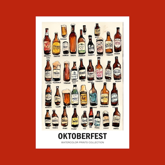 Ilustración en acuarela para los amantes de la cerveza del oktoberfest