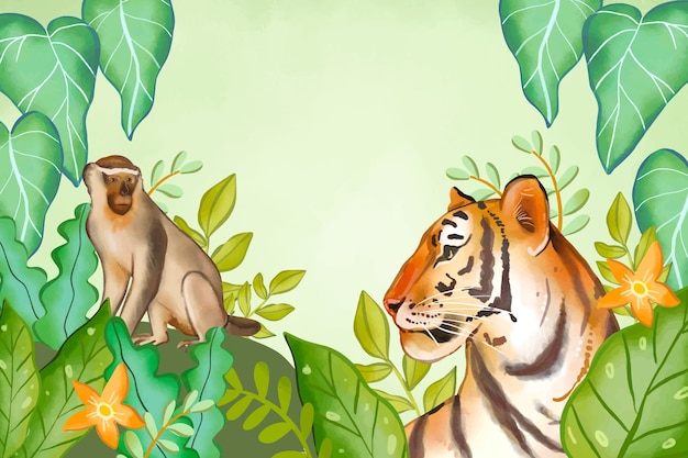 Ilustración acuarela de animales salvajes