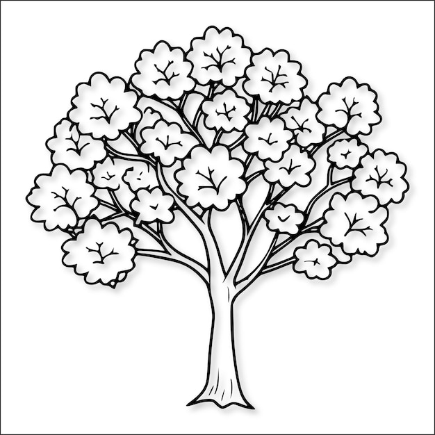 Ilustración de acuarela de árbol dibujada a mano