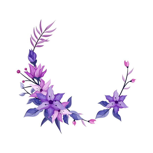 Ilustración acuarela de arreglo floral púrpura