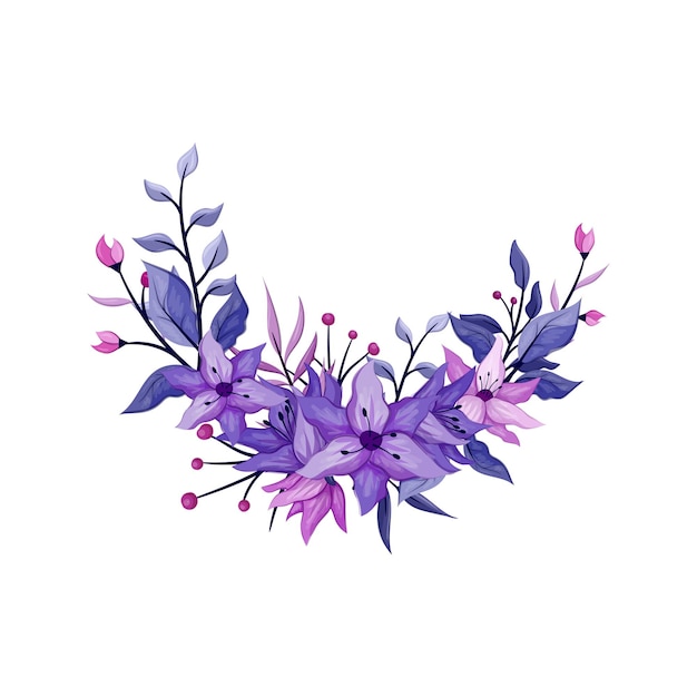 Vector ilustración acuarela de arreglo floral púrpura