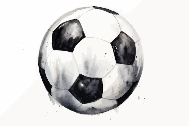 Vector ilustración acuarela de un balón de fútbol balón de fútbol sobre un fondo blanco aislado