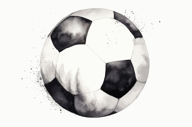 Ilustración acuarela de un balón de fútbol Balón de fútbol sobre un fondo blanco aislado