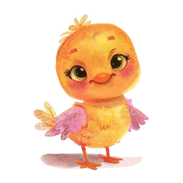 Ilustración de acuarela blanca de un pollito muy bonito 21