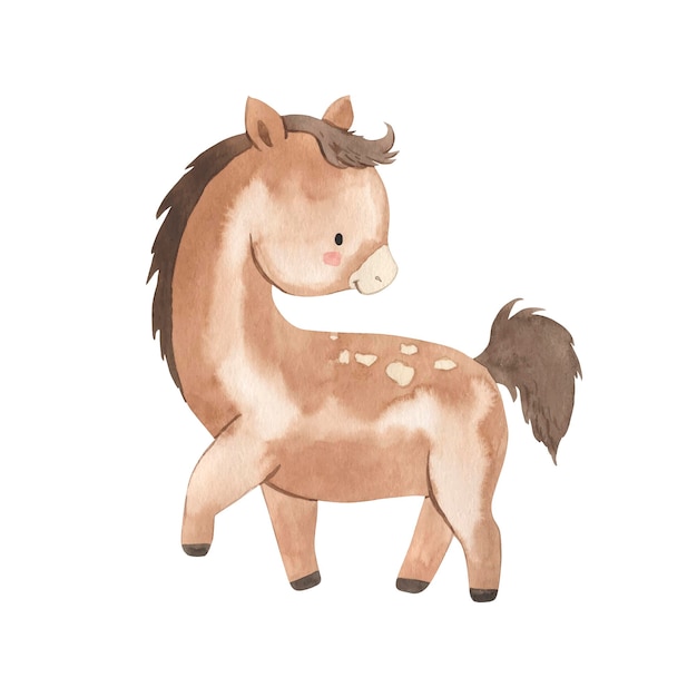 Vector ilustración de acuarela de caballo para niños