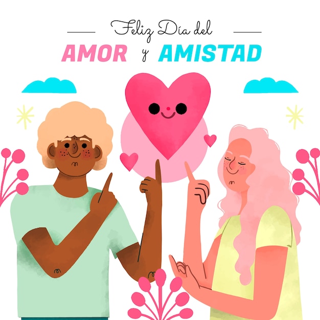 Vector ilustración de acuarela para la celebración del día del amor y la amistad.