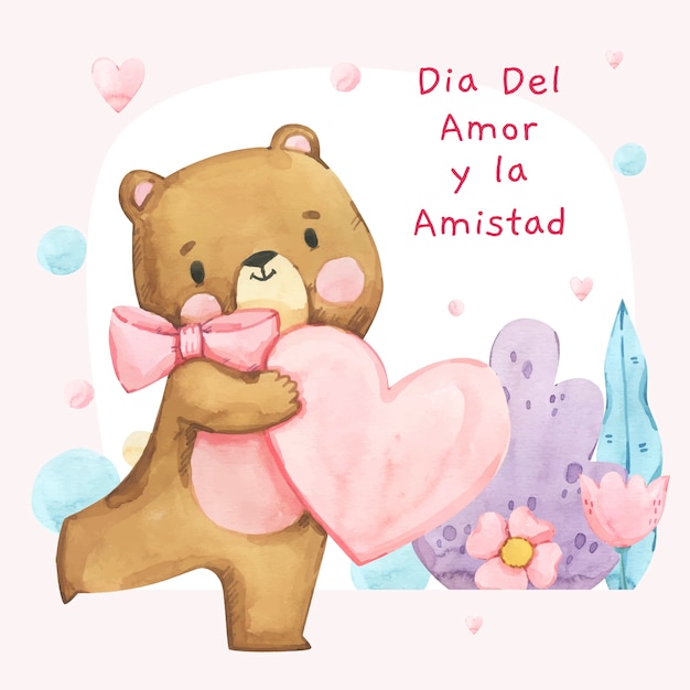 Vector ilustración de acuarela para la celebración del día del amor y la amistad.