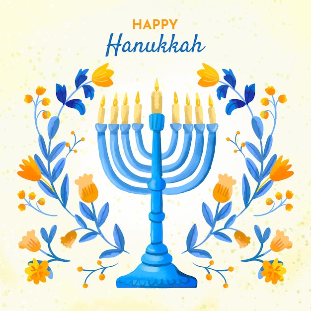 Vector ilustración acuarela para la celebración judía de hanukkah