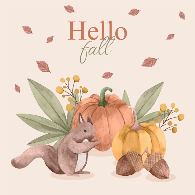 Ilustración de acuarela para celebración de otoño