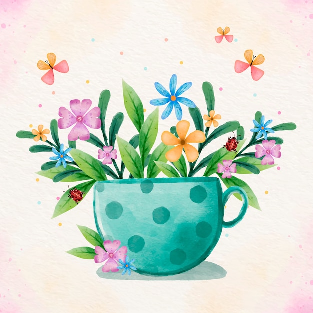 Vector ilustración de acuarela para celebración de primavera