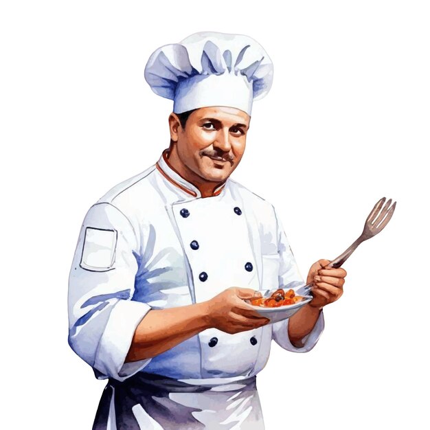 Vector ilustración en acuarela de un chef