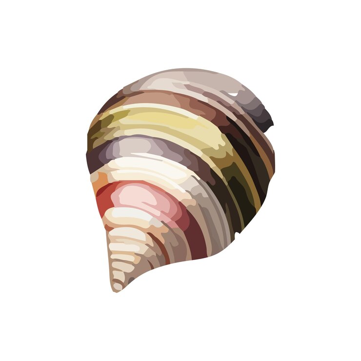 Vector ilustración en acuarela de conchas de mar dibujada a mano con el diseño de elementos submarinos