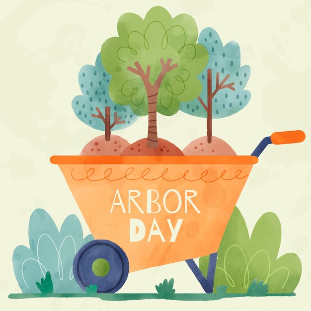 Ilustración acuarela del día del árbol