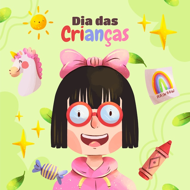 Vector ilustración acuarela dia das criancas