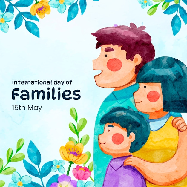 Vector ilustración en acuarela del día internacional de las familias