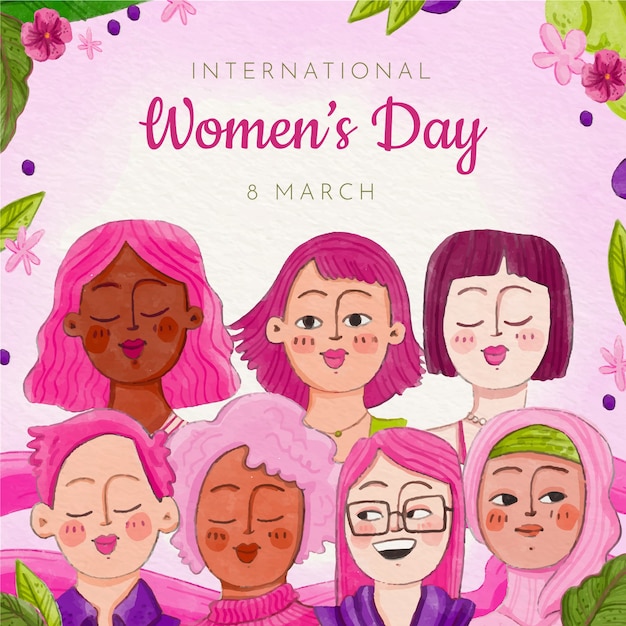 Vector ilustración acuarela del día internacional de la mujer