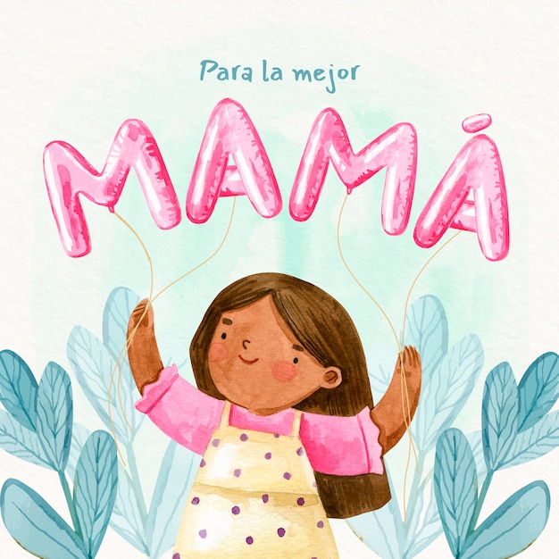 Vector ilustración acuarela del día de la madre en español