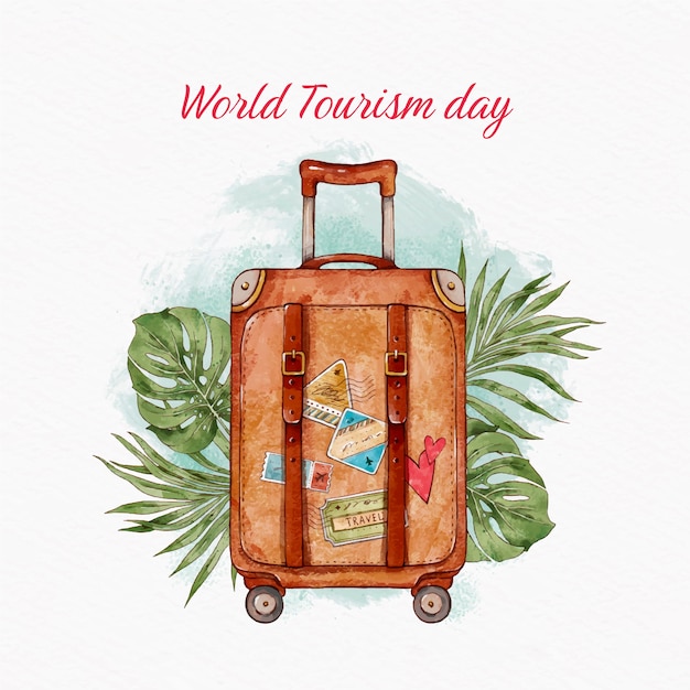 Ilustración acuarela día mundial del turismo