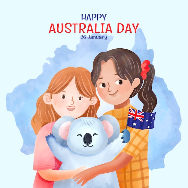 Vector ilustración en acuarela para el día nacional australiano