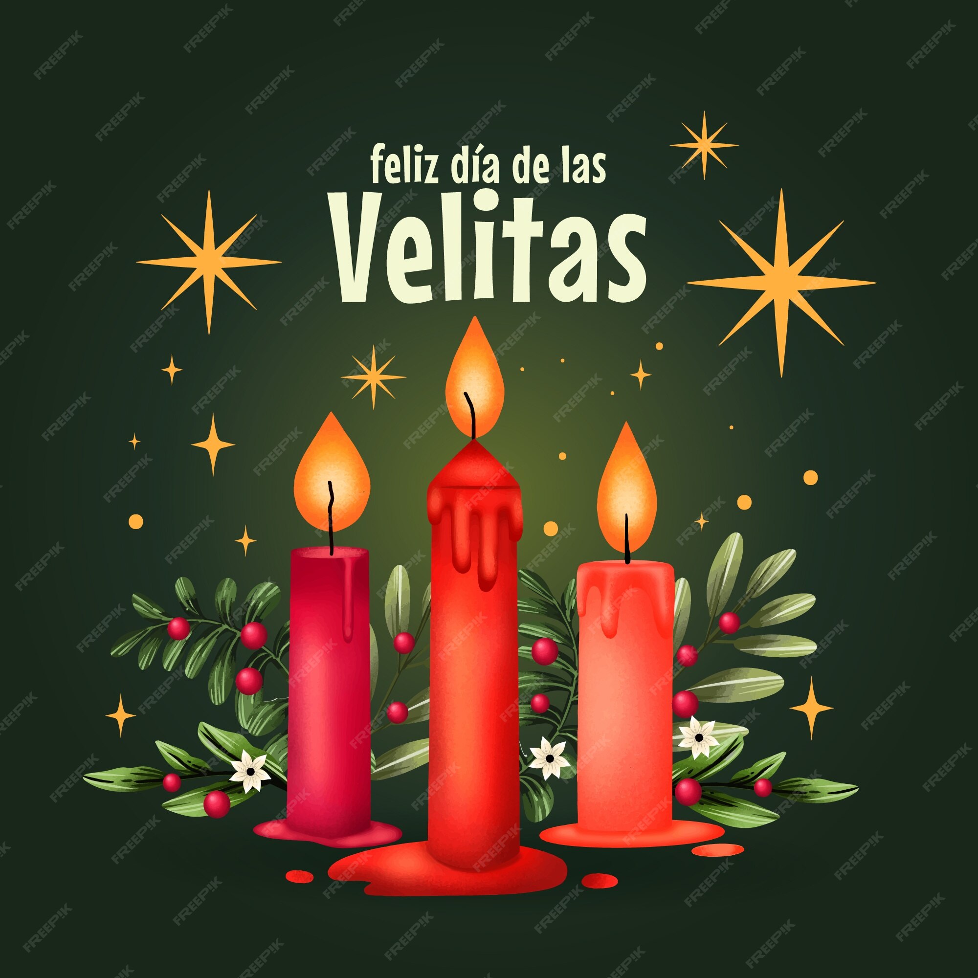 Ilustración acuarela dia de las velitas Vector Premium