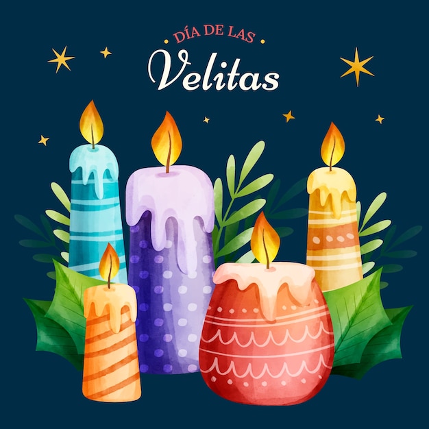 Vector ilustración acuarela dia de las velitas