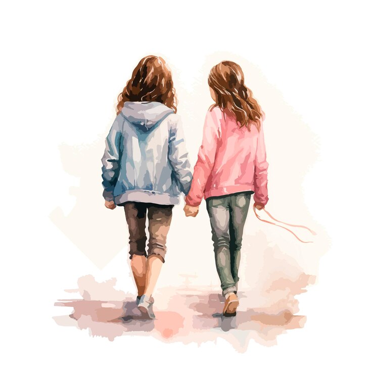 Ilustración acuarela de dos amigos felices para la celebración del día internacional de la amistad