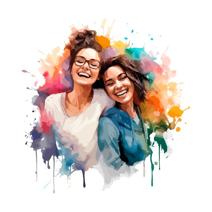 Ilustración acuarela de dos amigos felices para la celebración del día internacional de la amistad
