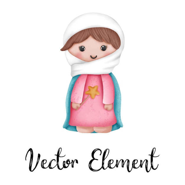 Ilustración de acuarela de la escena de la Natividad de Navidad Vector EPS10