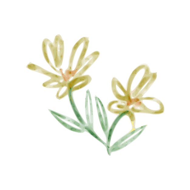 Ilustración de acuarela de flor amarilla aislada sobre fondo blanco