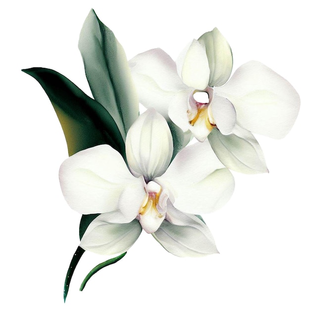 Ilustración acuarela de flor de orquídea