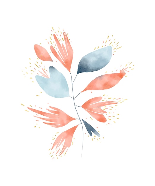 Ilustración acuarela de una flor con toques dorados Arte abstracto